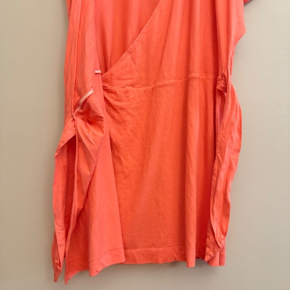 $9🎅🏼 Joe Fresh Vibrant Coral Drop Shoulder T-Shirt Cotton Wrap Dress - Picture 7 of 13